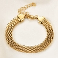 Bracciale a maglia intrecciata da 8mm placcato oro 18K con chiusura a moschettone su seta - Oro