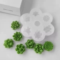 Silikonform für DIY Sukkulenten-Kerzen und Seifen mit verschiedenen Pflanzenformen - 7-Hohlraum Gemischte Sukkulenten