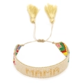 Handmade woven MAMA letter beaded bracelet with colorful patterns and yellow tassels - Bohemian Tassel MAMA Woven Rope Adjustable Style
