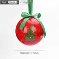 Red foam Christmas ball ornament with Merry Christmas print and green silk bow, 7.2cm diameter - Red Base Green Tree Ball
