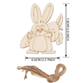 Carved wooden bunny ornament with carrot motif and jute rope for Christmas tree decor - Rabbit / 10 Pieces Pack