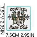 Square Cowgirl Social Club embroidery patch with wild spirits theme 7.5cm size - No.2 (Cowgirl Social Club)