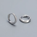 S925 Sterling Silber Creolen mit unregelmäßigem Diamantbesatz in Silberoptik - 925er Silber / Weißgold
