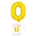 Goldener 16-Zoll Folienballon Zahl 0 mit Kartenverpackung und Trinkhalm - Buchstabe O / Gold
