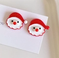 Cute cartoon Santa Claus clip-on earrings for kids with red and white resin finish - 27# Cartoon Santa Claus / Clip-on Earrings Pair