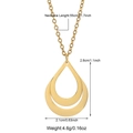 18k gold plated stainless steel double layered necklace with hollow teardrop pendant - Gold