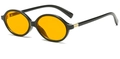 Retro oval black frame sunglasses with vibrant orange lenses and gold pyramid studs - Glossy Black Frame Orange Lens C18