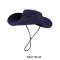 Chapeau de soleil imperméable bleu marine avec large bord et mentonnière réglable - Taille Unique(56-58cm) / Bleu marine