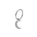 Polierter Edelstahl-Mondring in Silber mit funkelnden Zirkoniasteinen besetzt - Silber Mondsichel (#3) / Silber