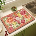 Tappetino da cucina assorbente con rose rosse e testo VNTIGEA per asciugare il piano - 30*40cm / MSHH-3/Rose Rosse Gialle