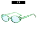 Retro oval sunglasses with translucent green frames and light blue lenses, SKU C9 variant - Transparent Green Frame Blue Lens