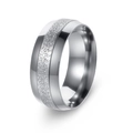 Men's 8mm silver stainless steel wedding ring featuring a matte finish and polished edges - US 7 / Silver