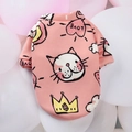 Cozy pink fleece pet sweatshirt with cute cartoon cat print and love heart for small dogs - Rainbow