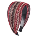 Wide woven headband with red and black mesh texture on a comfortable toothed band - Red