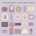 Vintage Morandi purple aesthetic scrapbook stickers with retro floral and stamp motifs - Writable Paper / 40 Pcs / Fleeting Time