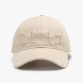 Casquette de baseball beige en coton vieilli avec détails usés et calotte souple - Réglable / Beige