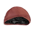 Rust red dual-layer turban hat with black satin lining for hair protection - One Size / Base Cap / Brick Red