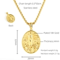 Religiöser 3D-Relief-Anhänger Jungfrau Maria aus 18K vergoldetem Edelstahl für Herren und Damen - Gold
