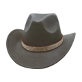 Close-up of sparkling rhinestone band on gray wool felt western cowboy hat crown - 57cm / Gray