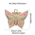 Détail d'un pendentif papillon en émail coloré avec des dimensions précises en pouces - Papillon Coloré/Or/Émail