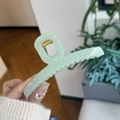 Detail of light green butterfly claw clip with golden metal spring and non-slip teeth - Jelly Cyan