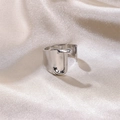 Polished silver-tone wide open ring featuring a 3D letter J on elegant satin fabric - Letter J / Silver