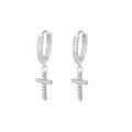 Eleganti orecchini a croce in argento 925 con scintillanti zirconi bianchi lucidi - Stile A Diametro Interno 8mm / Oro Bianco