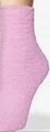 Pink fluffy coral fleece slipper sock for women with soft plush texture shown from side - Pink