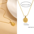 Collier en acier titane avec pendentif rose gaufré doré et chaîne serpent 40+6cm - Collier Plaque Rose