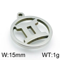 Pendente segno zodiacale Gemelli dorato in acciaio inossidabile 15mm per gioielli DIY - Gemelli Acciaio