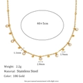 18K gold plated stainless steel bead chain necklace with white cubic zirconia drops - Water Drop Zircon Bead Chain-Gold
