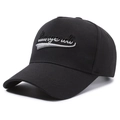 Cappellino da baseball a 5 pannelli in cotone nero con ricamo 3D bianco e visiera curva - Regolabile / Nero