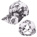 Vista dettagliata del berretto tie-dye con design unico del foro posteriore incrociato - Regolabile / Tie-dye Nero Bianco (Stile 4)