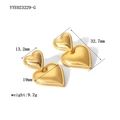 Detail view of 18K gold-plated double heart earrings with precise size and weight measurements - Double Layer Heart Drop Style / Gold (YYEO23229-G)