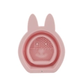 Pink rabbit-shaped silicone makeup brush cleaning mat with various textures and hanging hole - Light Pink