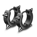 Punk black titanium steel clip-on earrings with conical spikes and hoop design - Spike Pendant Ear Buckle Black (Single)