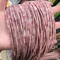 Perle rettangolari in pietra naturale rosa in filo per creazione di gioielli fai da te - Pietra venata del legno rosso