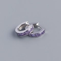 Sterling silver square hoop earrings with purple cubic zirconia stones - Platinum (Purple Zirconia)
