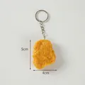 Realistic fried chicken nugget keychain, gold-tone resin food charm with silver ring - Chicken Nugget - Keychain