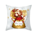 Detalle de funda de cojín navideña con estampado de bola de nieve y Papá Noel en tela suave - 45x45cm / Bola de Cristal Papá Noel (3)