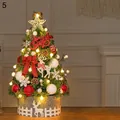 60cm tabletop Christmas tree with red bows, ornaments, and a grey felt fence base - 60CM / Red & White Style A