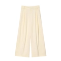 Stijlvolle crèmekleurige broek met hoge taille en wijde pijpen voor een minimalistische look - XS / Broek met wijde pijpen