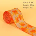 6,5 cm breites Juteband mit orangefarbenem Ahornblatt-Druck für Herbstgeschenke - Reiner Ahornblatt Stil / 6.5cmx5m