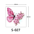 3D pink butterfly and flower tattoo sticker S-027 in 60x60mm size for women - Pink Butterfly Flower Combination Style (S-027)