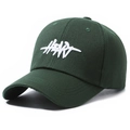 Dark green baseball cap with white HEART embroidery and cotton twill texture - Adjustable / Army Green