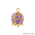 Vista detallada del colgante de campana con corazón dorado de 16 mm de largo y 10,5 mm de ancho - Pequeño (10.5mm x 16mm) / Morado