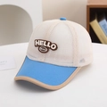Sky blue and beige mesh baseball cap for kids with Hello embroidery and sun protection - Kids Size / Beige