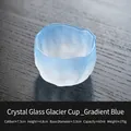 Blue gradient crystal glass tea cup with glacier texture 60ml capacity and 7.3cm diameter - Gradient Blue (Cup)