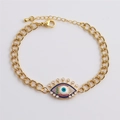 Vergoldetes Evil Eye Armband mit bunten Zirkonia und verstellbarer Kette auf weißem Grund - CB0071-Blau Rot Emaille Auge