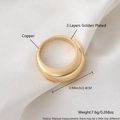 Bague cœur dorée élégante en cuivre plaqué 3 couches avec design profilé et large - Bague Lisse Taille 7